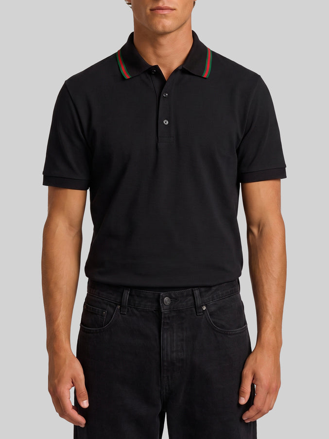 Gucci Cotton Piqué Jersey Polo Shirt Black
