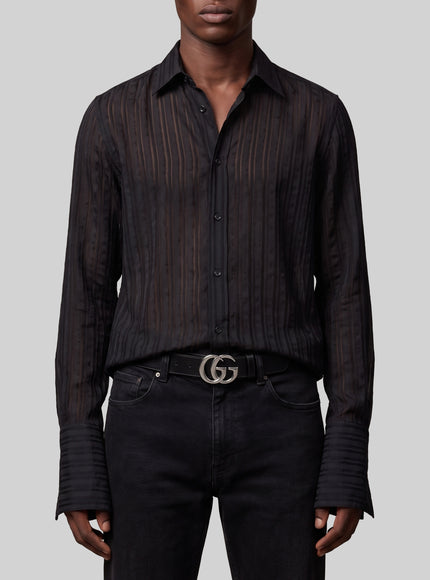 Gucci Striped Silk Gauze Shirt Black
