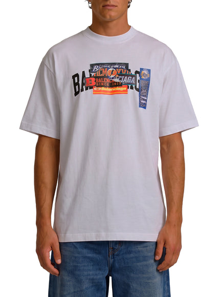 Balenciaga Medium Fit Bumper Stickers T-shirt White