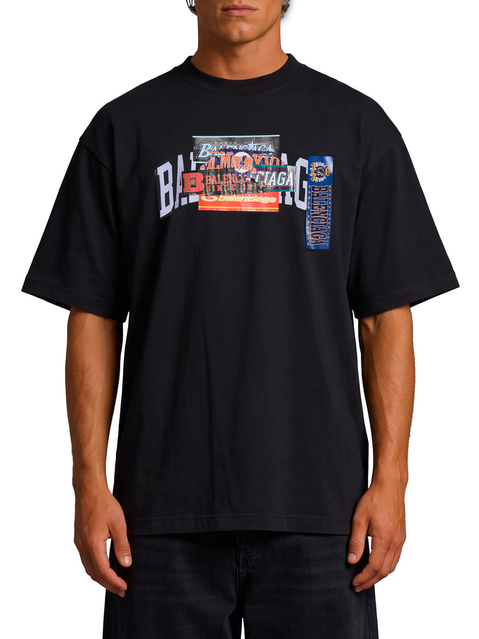 Balenciaga Medium Fit Bumper Stickers T-shirt Black