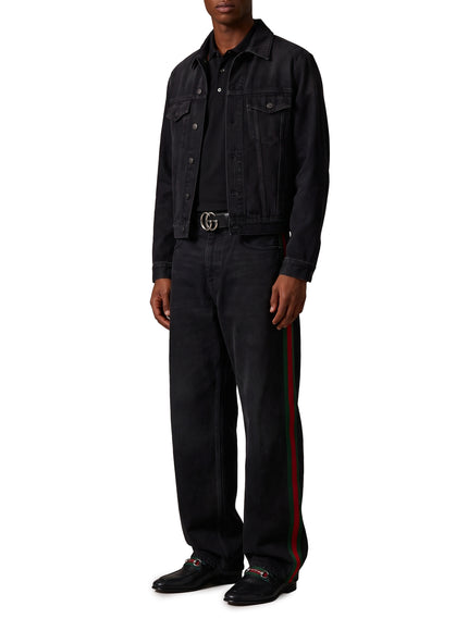 Gucci Cotton Denim Trousers With Web Insert