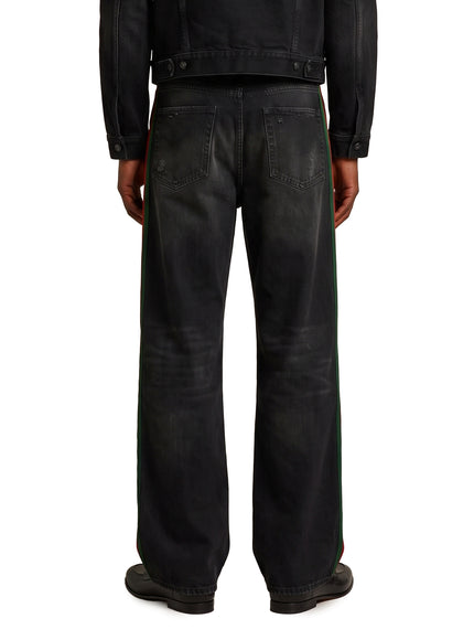 Gucci Cotton Denim Trousers With Web Insert