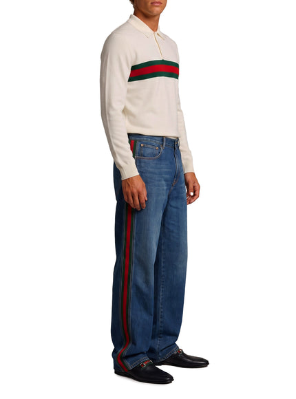 Gucci Cotton Denim Trousers With Web Insert