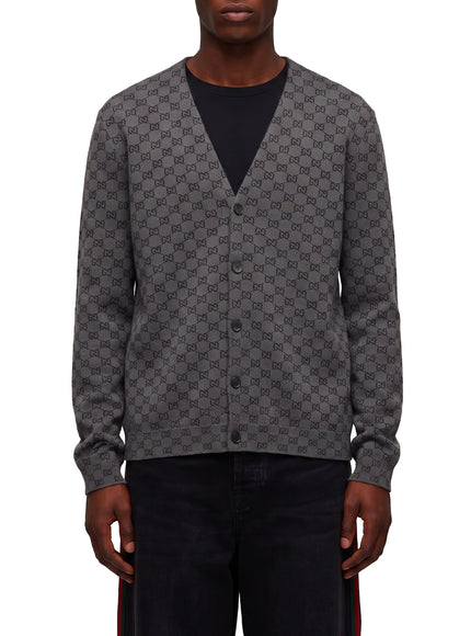 Gucci Gg Wool And Silk Cardigan Grey