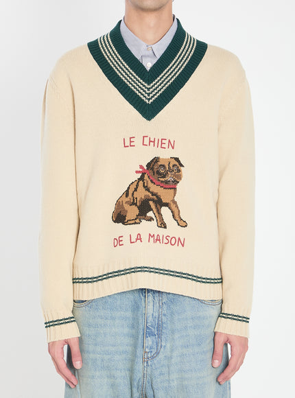 Valentino Garavani Le Chien De La Maison Pullover White