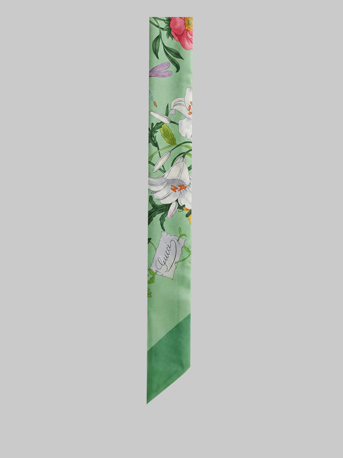 Gucci Printed Silk Twill Ribbon QT Green