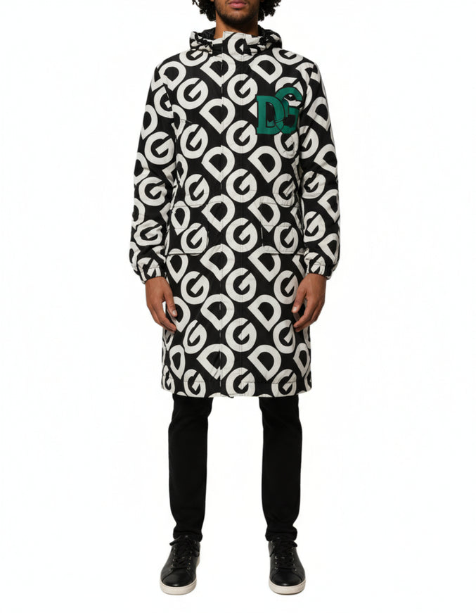 Dolce & Gabbana DG Logo Print Hooded Long Jacket