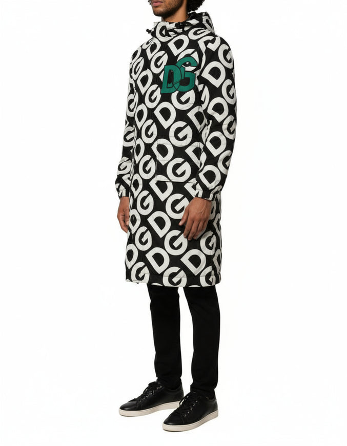 Dolce & Gabbana DG Logo Print Hooded Long Jacket