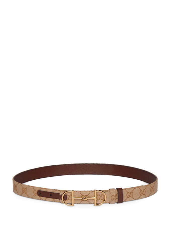 Gucci Reversible Belt With Horsebit Buckle Beige