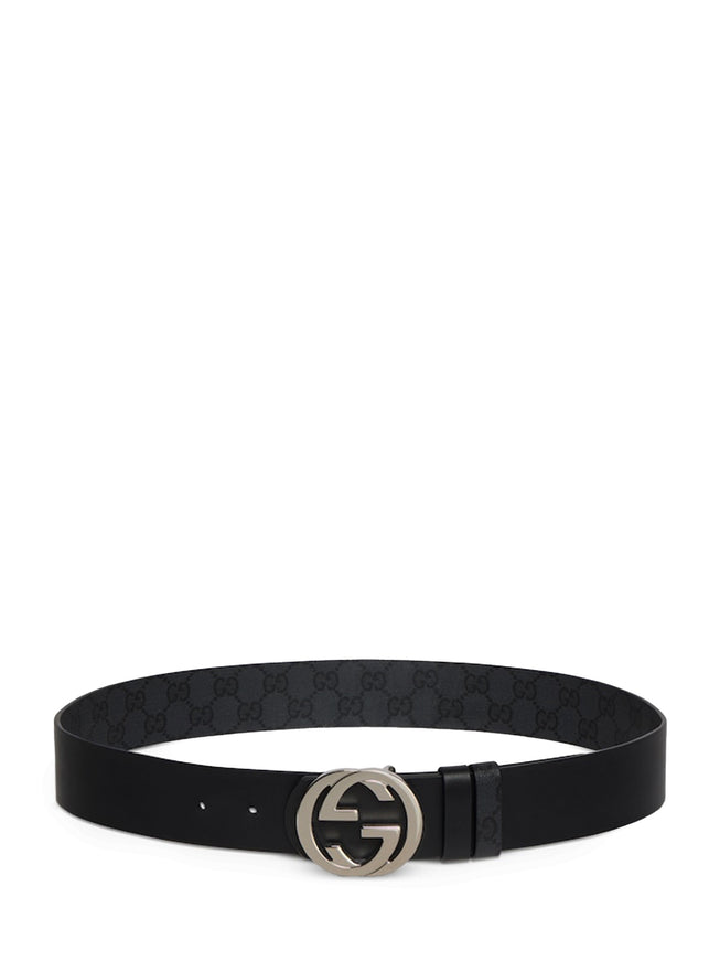 Gucci Reversible Belt With Interlocking Gg Buckle Black