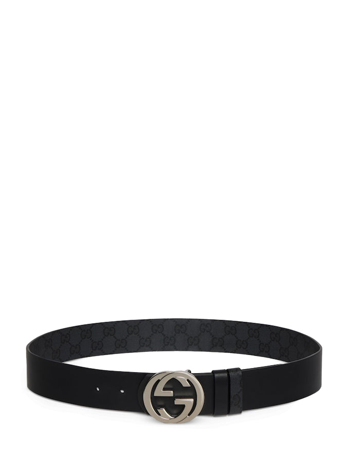 Gucci Reversible Belt With Interlocking Gg Buckle Black