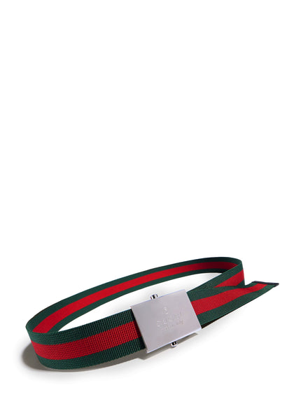 Gucci Web Belt With Rectangular Buckle