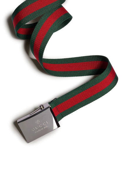 Gucci Web Belt With Rectangular Buckle