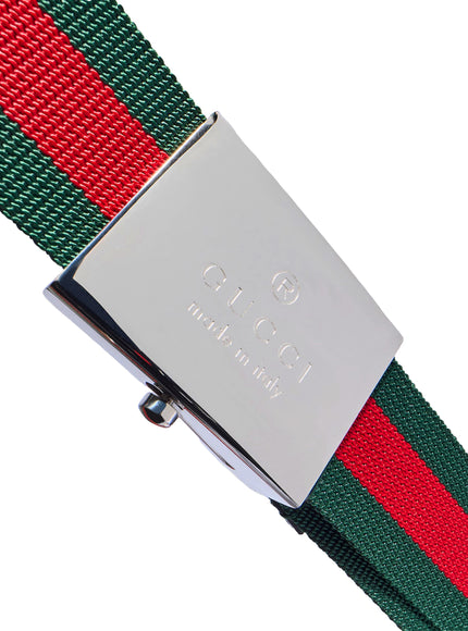 Gucci Web Belt With Rectangular Buckle
