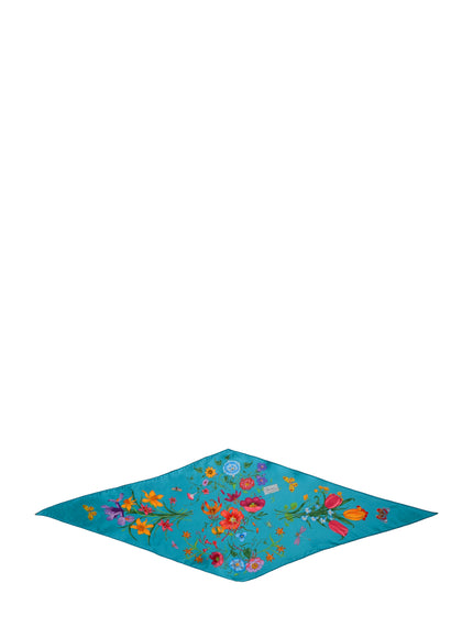 Gucci Printed Silk Twill Diamond Scarf QT Light Blue