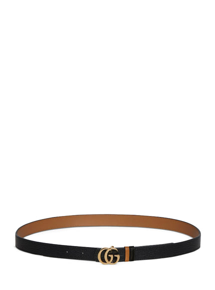 Gucci Reversible Gg Marmont Thin Belt Black