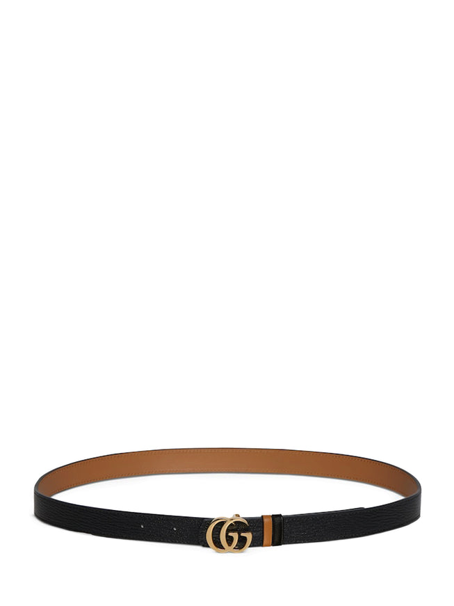 Gucci Reversible Gg Marmont Thin Belt Black