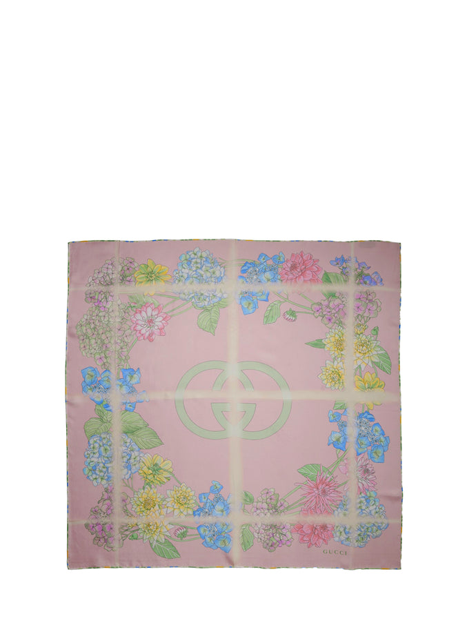 Gucci Printed Silk Twill Scarf QT Pink