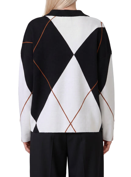 Max Mara Sala Soft Sweater In Argyle Wool Yarn