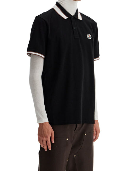 Moncler striped polo shirt with detailed accents