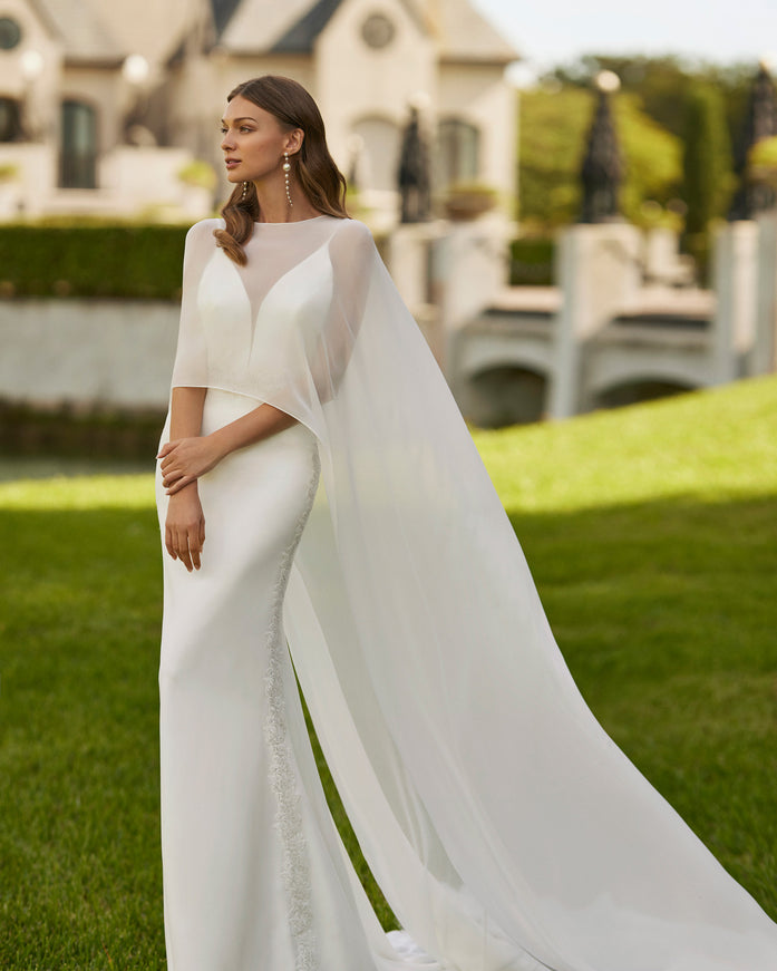 mermaid two piece wedding dress Two-piece Mermaid Wedding Dress, Detachable Skirt With Premium Embroidered Lace Cape, Unique Wedding Dress, Modest Wedding Gown, Custom Made