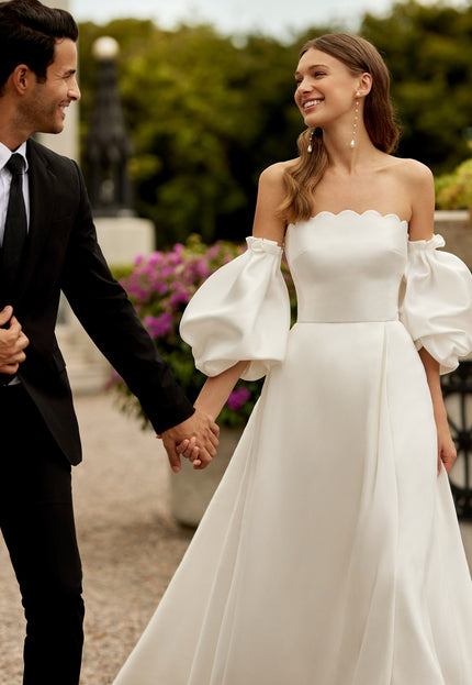 Rosa Clará Euron Off-Shoulder A-Line Wedding Dress with Slit