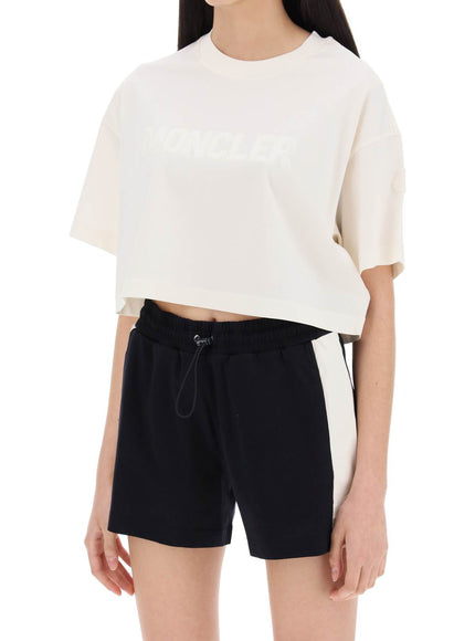 Moncler cropped t-shirt with sequin logo