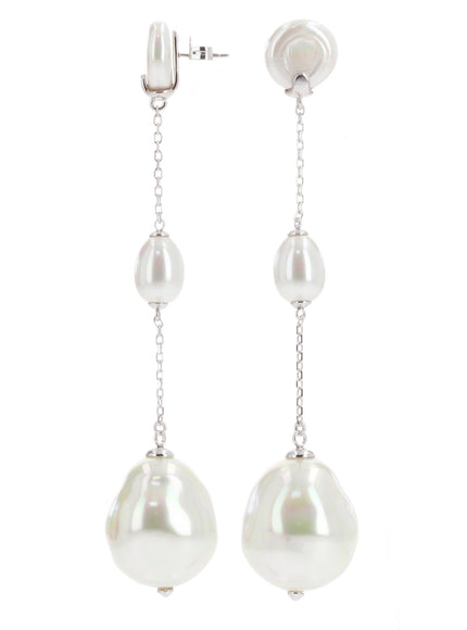 Bridal Pearl Drop Earrings Irregular Pearl Chain Design