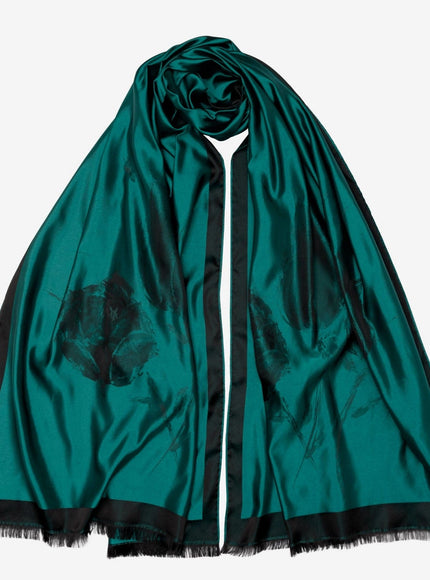 Elizabetta Fortuna Silk Shawl in Emerald Green