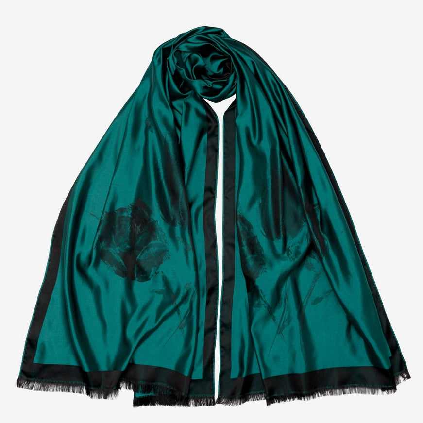 Elizabetta Fortuna Silk Shawl in Emerald Green
