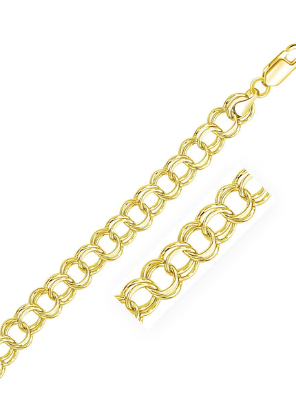 9.0 mm 14k Yellow Gold Solid Double Link Charm Bracelet - Ellie Belle