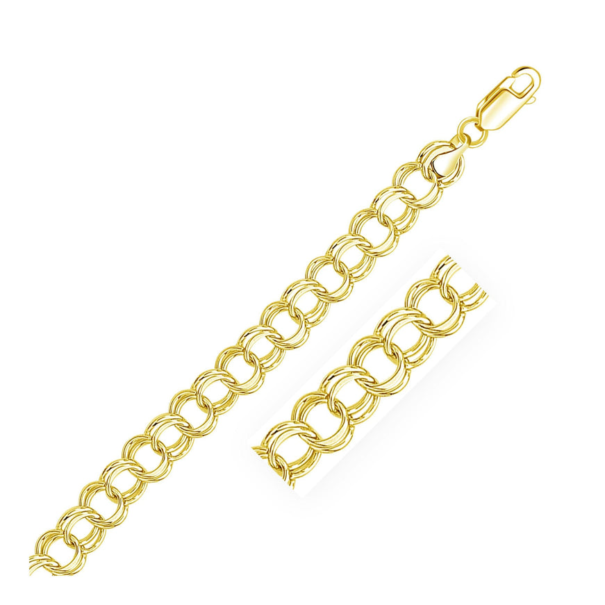 9.0 mm 14k Yellow Gold Solid Double Link Charm Bracelet - Ellie Belle