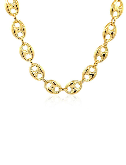 9.0mm 14k Yellow Gold Puffed Mariner Link Chain - Ellie Belle