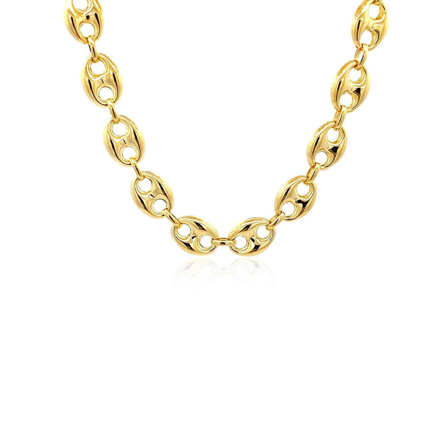 9.0mm 14k Yellow Gold Puffed Mariner Link Chain - Ellie Belle