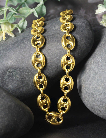 9.0mm 14k Yellow Gold Puffed Mariner Link Chain - Ellie Belle