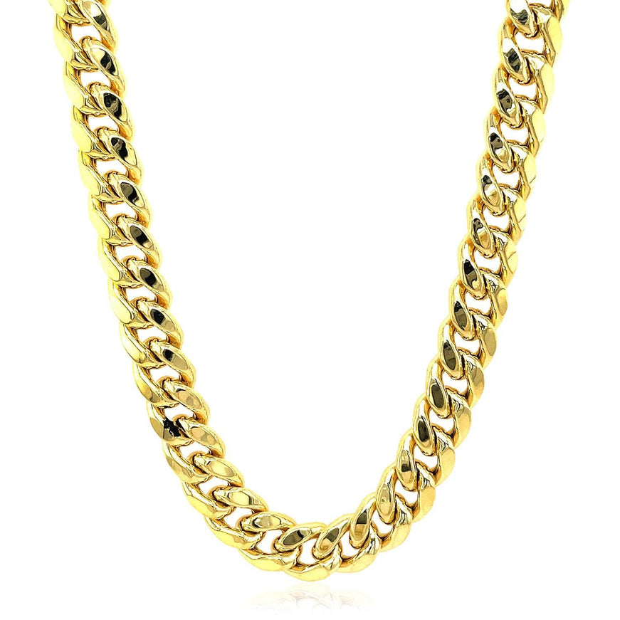 9.0mm 14k Yellow Gold Semi Solid Miami Cuban Chain - Ellie Belle