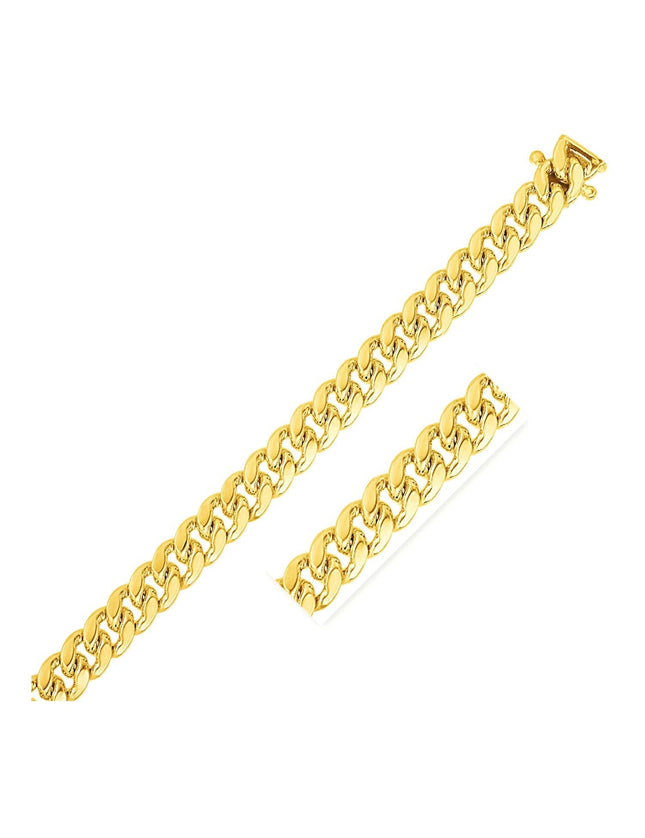 9.25mm 14k Yellow Gold Classic Miami Cuban Solid Chain - Ellie Belle