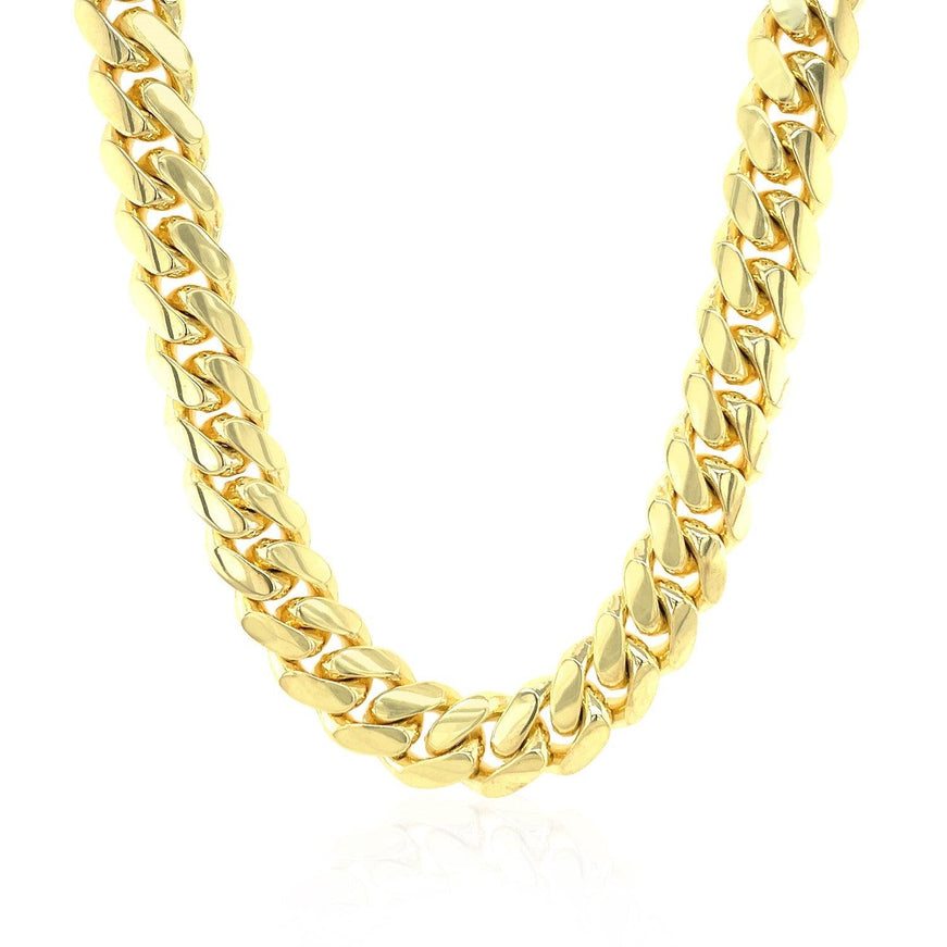 9.25mm 14k Yellow Gold Classic Miami Cuban Solid Chain - Ellie Belle