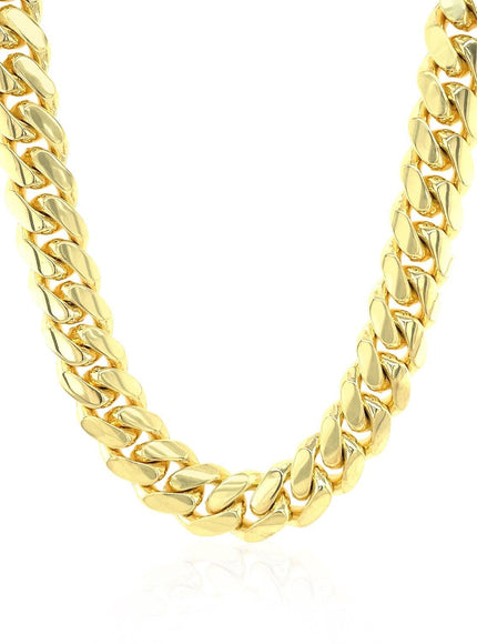 9.25mm 14k Yellow Gold Classic Miami Cuban Solid Chain - Ellie Belle