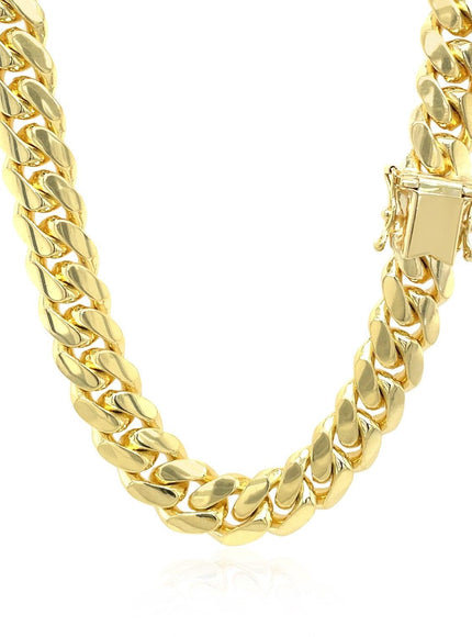 9.25mm 14k Yellow Gold Classic Miami Cuban Solid Chain - Ellie Belle