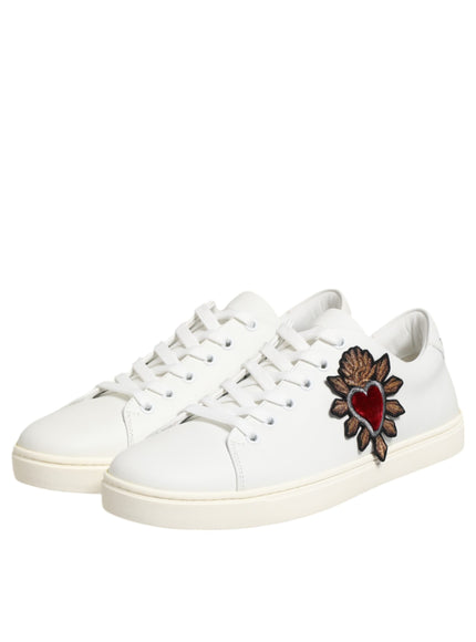 Dolce & Gabbana Heart Patch Leather Sneakers