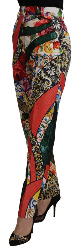 Dolce & Gabbana Patchwork Jacquard High Waist Pants