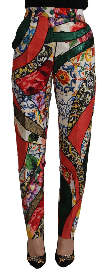 Dolce & Gabbana Patchwork Jacquard High Waist Pants