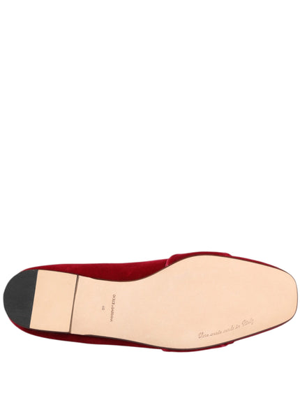 Dolce & Gabbana Red Velvet Crystal Buckle Loafers