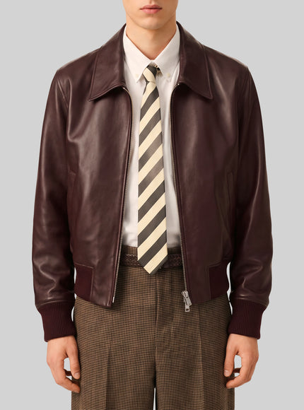 Ami Paris Burgundy Zip Bomber Jacket Bordeaux