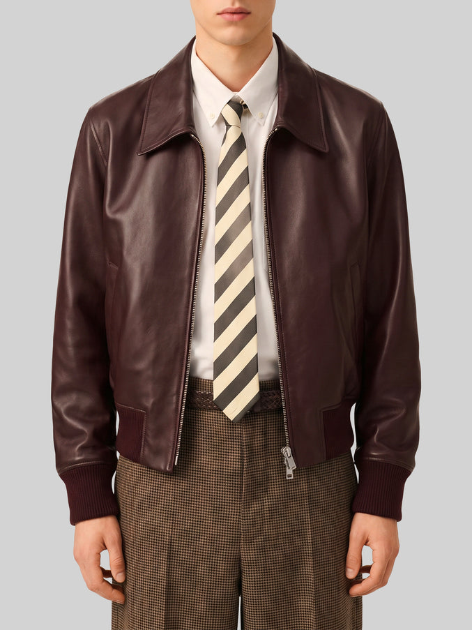 Ami Paris Burgundy Zip Bomber Jacket Bordeaux