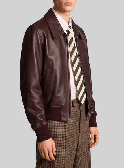 Ami Paris Burgundy Zip Bomber Jacket