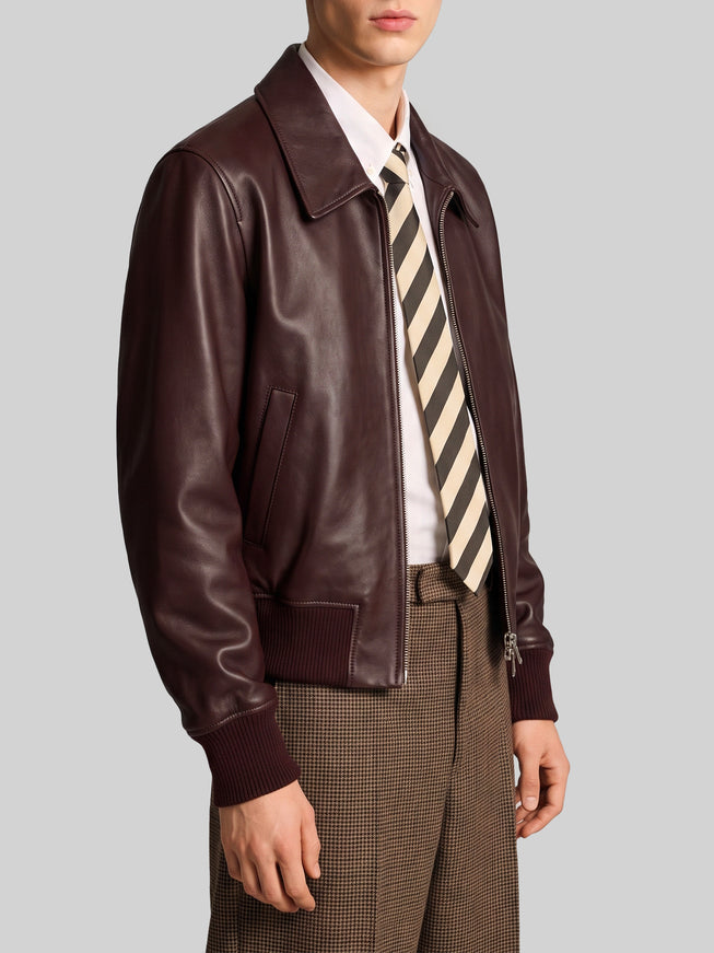 Ami Paris Burgundy Zip Bomber Jacket