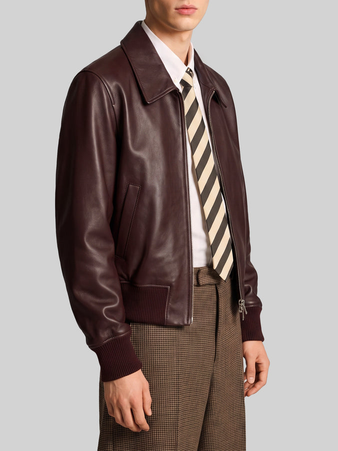 Ami Paris Burgundy Zip Bomber Jacket
