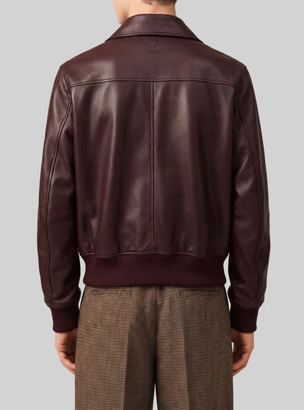 Ami Paris Burgundy Zip Bomber Jacket